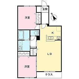 仮称）Novガーデンハウス谷田部　Ｇ棟 1階2LDKの間取り