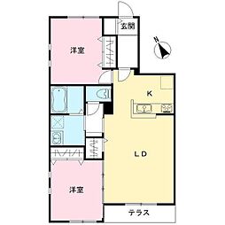 仮称）Novガーデンハウス谷田部　Ｇ棟 1階2LDKの間取り