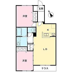 仮称）Novガーデンハウス谷田部　Ｆ棟 1階2LDKの間取り