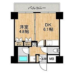 モアリッシェルつくば高野台II 5階1DKの間取り