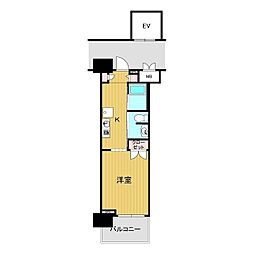 アンビックスみどりの 2階1Kの間取り