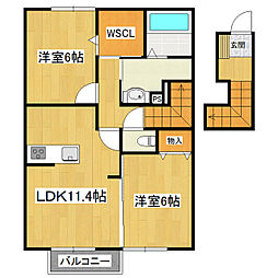 サンシャインB 2LDKの間取図画像