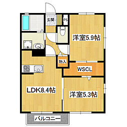 ブバルディアFパール 2LDKの間取図画像