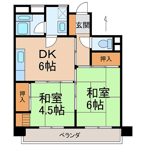 第2川端マンション ｜和歌山県和歌山市太田(賃貸マンション2DK・2階・41.19㎡)の写真 その2