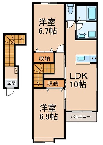 ラ・カーサ　HANA ｜和歌山県和歌山市本脇(賃貸アパート2LDK・2階・56.76㎡)の写真 その2