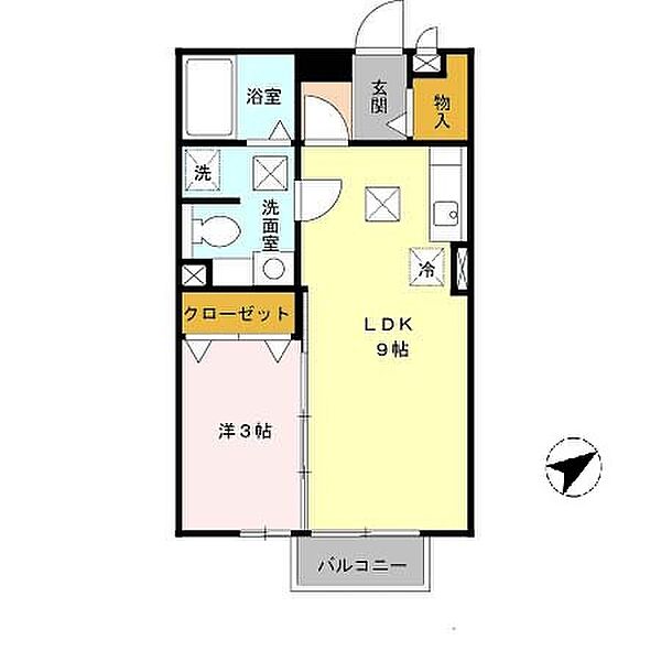 リビングタウン紀三井寺Ｂ棟 ｜和歌山県和歌山市三葛(賃貸アパート1LDK・1階・33.39㎡)の写真 その2