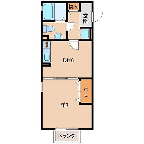 リビングタウン紀三井寺Ａ棟 ｜和歌山県和歌山市三葛(賃貸アパート1DK・2階・33.61㎡)の写真 その2