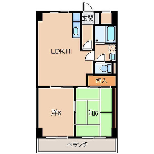 第2ルネみなと ｜和歌山県和歌山市湊(賃貸マンション2LDK・1階・53.72㎡)の写真 その2