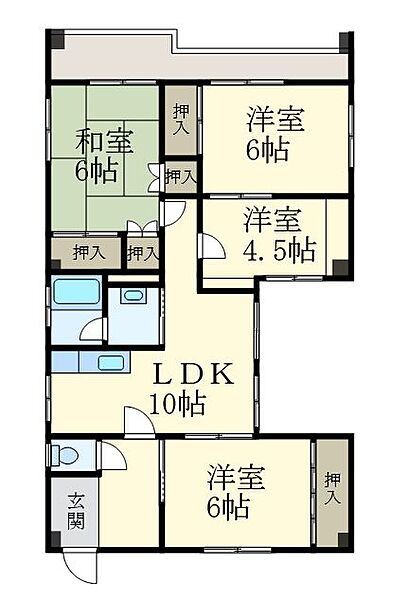 武部マンション ｜和歌山県和歌山市小野町1丁目(賃貸マンション4LDK・4階・75.64㎡)の写真 その2