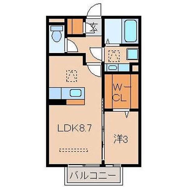 和歌山県和歌山市園部(賃貸アパート1LDK・1階・33.61㎡)の写真 その2