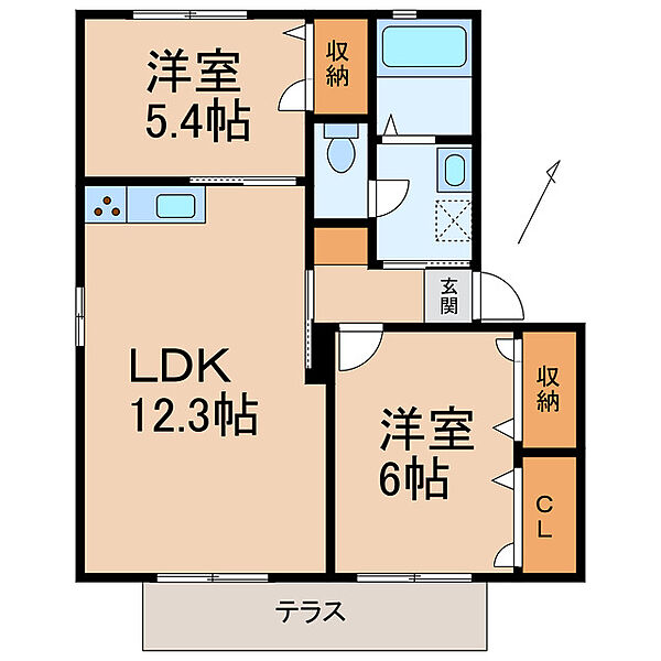 和歌山県岩出市波分(賃貸アパート2LDK・1階・54.07㎡)の写真 その2