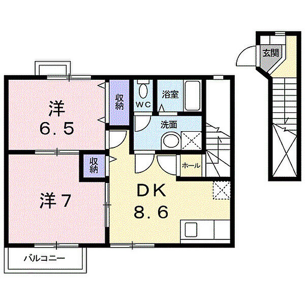 和歌山県橋本市神野々(賃貸アパート2DK・2階・53.73㎡)の写真 その2