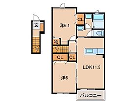 和歌山県岩出市山（賃貸アパート2LDK・2階・57.07㎡） その2