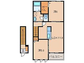 和歌山県岩出市相谷（賃貸アパート2LDK・2階・56.15㎡） その2