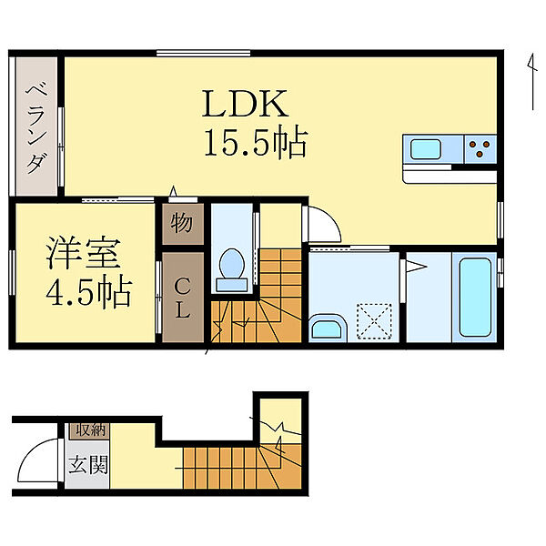 クラウンハイツplus今福1丁目 ｜和歌山県和歌山市今福1丁目(賃貸アパート1LDK・2階・47.20㎡)の写真 その2