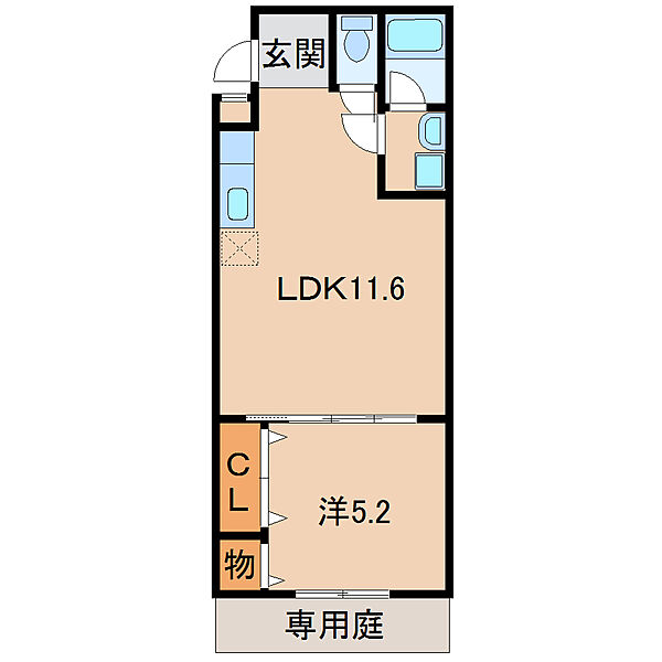 ヴィヴィアン  ノックス ｜和歌山県和歌山市鷹匠町2丁目(賃貸アパート1LDK・1階・36.24㎡)の写真 その2