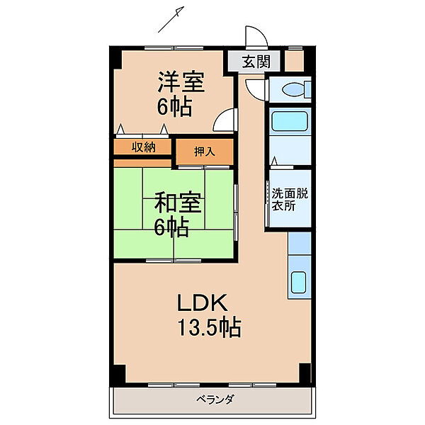 グリーンフル垣内 ｜和歌山県和歌山市古屋(賃貸マンション2LDK・3階・57.00㎡)の写真 その2