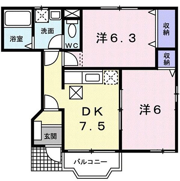 ＹＫハドソンI ｜和歌山県橋本市高野口町大野(賃貸アパート2DK・1階・44.34㎡)の写真 その2