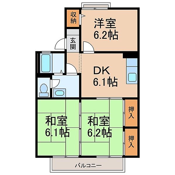 ファミール前島II ｜和歌山県和歌山市加納(賃貸アパート3DK・2階・53.44㎡)の写真 その2