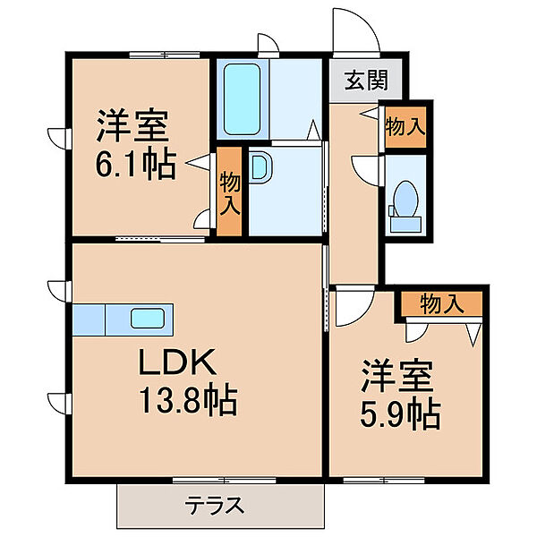 アヴェンヌ太田 ｜和歌山県和歌山市太田(賃貸アパート2LDK・1階・58.54㎡)の写真 その2