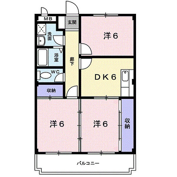 和歌山県和歌山市吉田(賃貸マンション3DK・2階・55.39㎡)の写真 その2