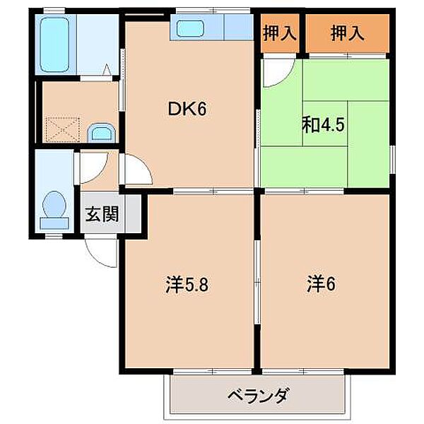 アペックスハイム ｜和歌山県橋本市東家6丁目(賃貸アパート3DK・2階・48.76㎡)の写真 その2