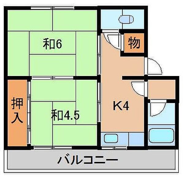 美恵マンション ｜和歌山県橋本市古佐田3丁目(賃貸マンション2K・1階・32.80㎡)の写真 その2