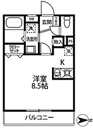 ミリアビタNo.10 ワンルームの間取図画像