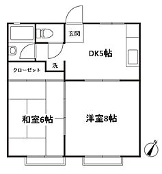ハイツクリスタル 2DKの間取図画像