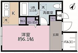 ミリアビタNo.10 ワンルームの間取図画像