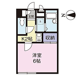 エスポワール 1Kの間取図画像