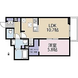 LAKEUP 1SLDKの間取図画像