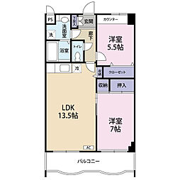 グリーンコート東岩槻 2LDKの間取図画像