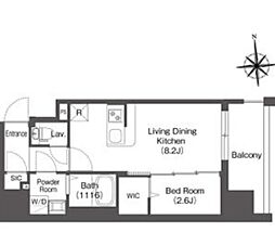 コンフォリア・リヴ南森町II 8階1LDKの間取り