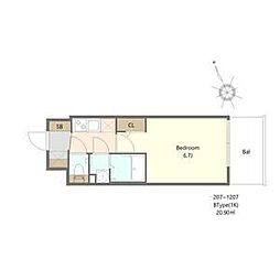 Alivis福島海老江 1Kの間取図画像