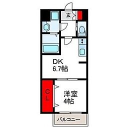 Cherry Blossom 五条通 15階1DKの間取り