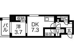 ESLEADRESIDENCE大阪天王寺 1DKの間取図画像