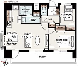 パーク・ノヴァ横浜吉野町 2LDKの間取図画像