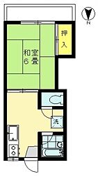 シャトー米山 3階1Kの間取り
