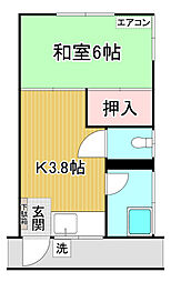 第一昌栄荘 1階1Kの間取り