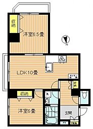 日経エスプラナード 2LDKの間取図画像