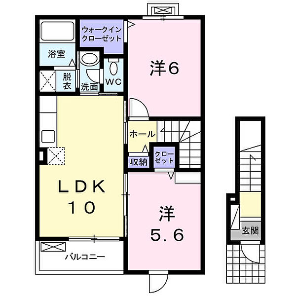 ノイ　ファミーリエ 202｜鳥取県米子市富益町(賃貸アパート2LDK・2階・53.18㎡)の写真 その2