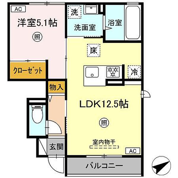 ひまわり 103｜鳥取県米子市道笑町3丁目(賃貸アパート1LDK・1階・42.38㎡)の写真 その2