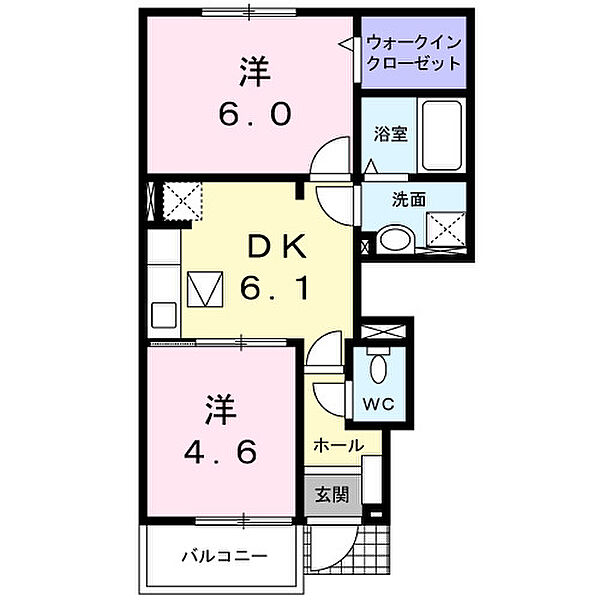 プリティハウスＹ2 101｜鳥取県境港市外江町(賃貸アパート2DK・1階・40.12㎡)の写真 その2