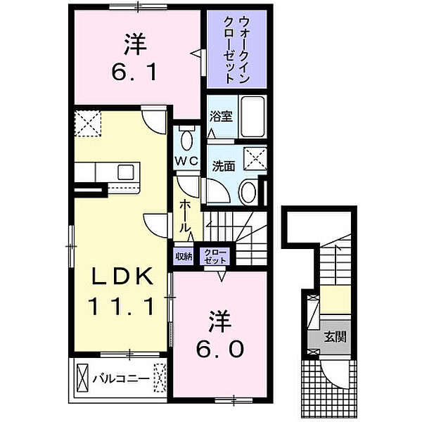 ヴェルデ 201｜鳥取県境港市芝町(賃貸アパート2LDK・2階・58.64㎡)の写真 その2