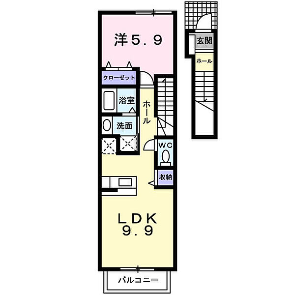 サンリット 203｜鳥取県米子市目久美町(賃貸アパート1LDK・2階・42.37㎡)の写真 その2