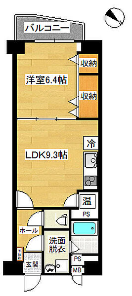 プレゼンスII 8B｜鳥取県米子市角盤町1丁目(賃貸マンション1LDK・8階・41.16㎡)の写真 その2