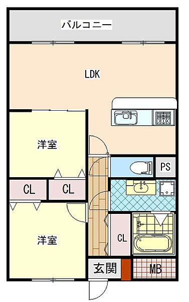 iマンション 203｜鳥取県米子市東福原7丁目(賃貸マンション2LDK・2階・62.37㎡)の写真 その2