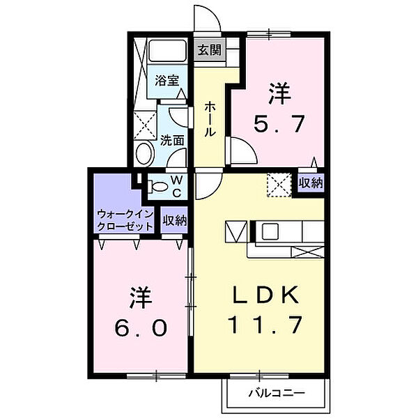 アヴァンティーニ 103｜鳥取県米子市車尾4丁目(賃貸アパート2LDK・1階・55.58㎡)の写真 その2