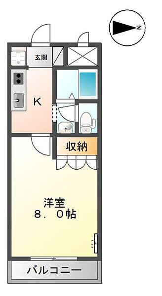 パークサイドしみず 202｜鳥取県境港市清水町(賃貸アパート1K・2階・25.57㎡)の写真 その2